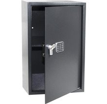 Otevřený trezor s číselným zámkem a klíčem