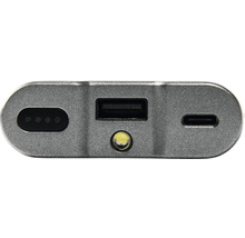 Porty baterie s USB, USB-C a indikátorem úrovně nabití