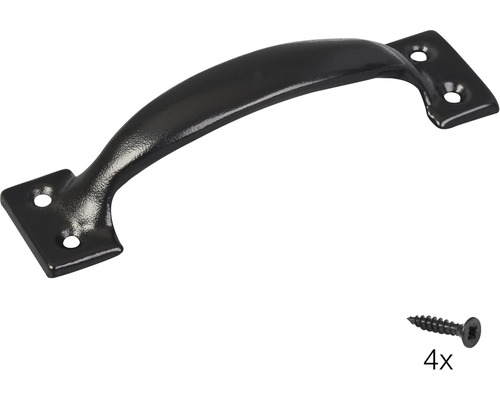 Černě lakovaná nábytková úchytka se šrouby