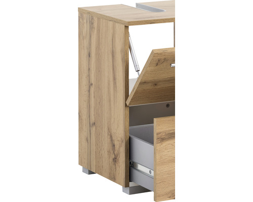 Detailní pohled na skříňku pod umyvadlo se zásuvkou a dvířky