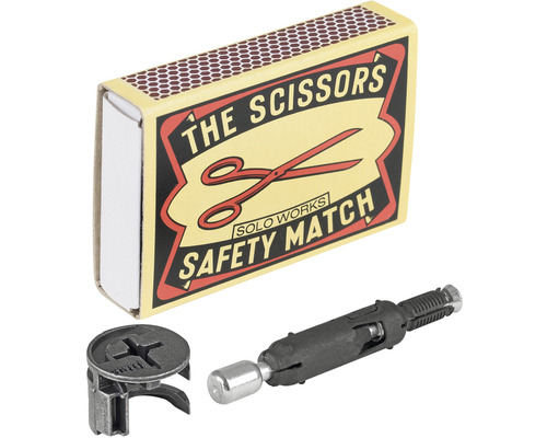 Šroub s drážkovanou hlavou, spojovací kování a krabička zápalek