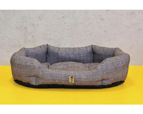 Šedá psí postel se zvýšenými okraji