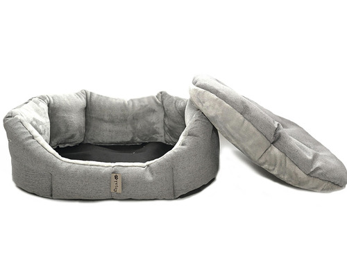 Šedá psí postel s vyjímatelným polštářem