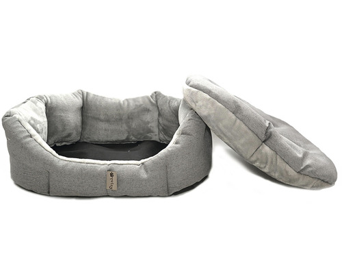 Šedá postel pro domácí mazlíčky s vyjímatelným polštářem