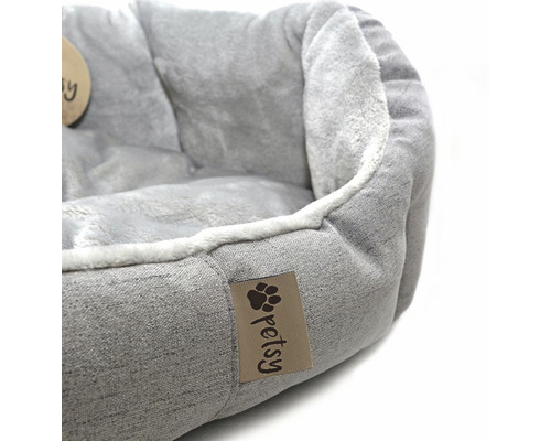Šedá psí postel s logem Petsy