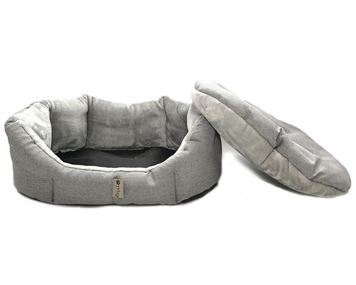 Šedá psí postel s vyjímatelným polštářem