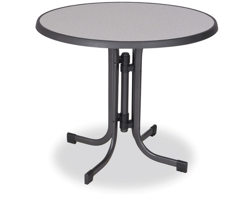 Kulatý skládací stůl s kovovým rámem