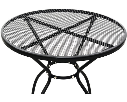 Kulatý zahradní stůl s kovovou mřížkovou deskou