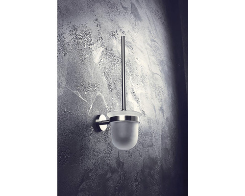 Nástěnná WC štětka z kovu a skla