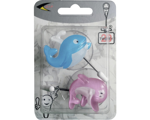 Kroužky na sprchový závěs s motivy delfínů v sadě po dvou kusech