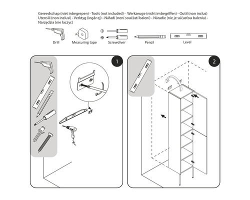 Montážní návod na nábytek, nářadí není součástí balení