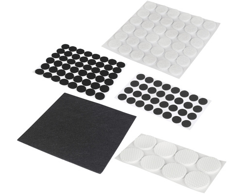 Sada kluzáků na nábytek s různými tvary a velikostmi pro ochranu podlahy