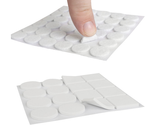 Filcové kluzáky k nalepení v kulatém a hranatém tvaru