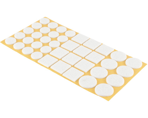 Samolepicí plstěné kluzáky kulatého a čtvercového tvaru na listu