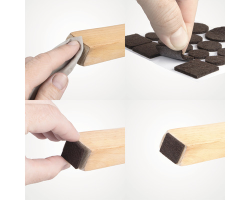 Čtyřkrokový návod na připevnění kluzáků na dřevěnou nohu židle