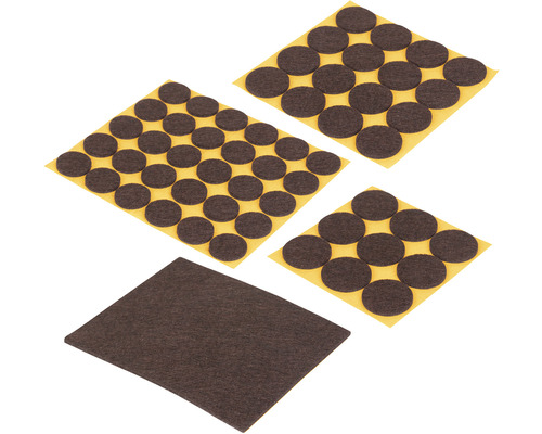 Sada nábytkových kluzáků s nalepovacími plstěnými kluzáky a plstěným střihem