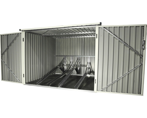 Otevřený kovový přístřešek na kola se stojanem na kola