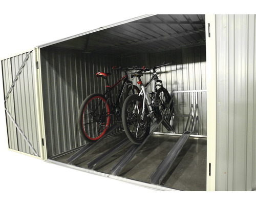 Kovový box na kola se dvěma koly a držákem na kola