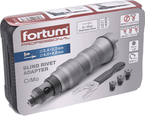 Adaptér pro nýtovací kleště Fortum Professional s příslušenstvím v kufříku