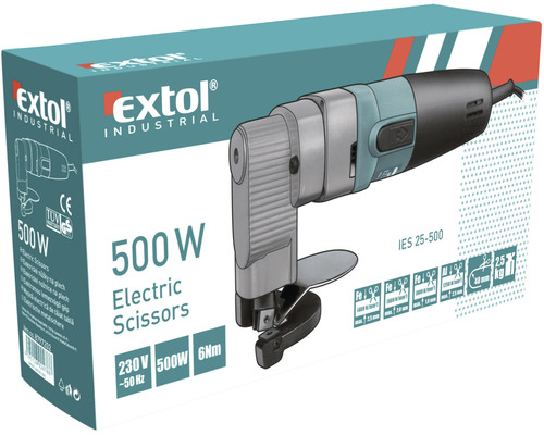 Elektrické nůžky Extol Industrial v obalu produktu