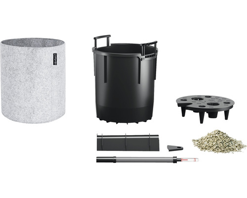 Sada květináčů s plstěným obalem, vnitřní vložkou, ukazatelem zavlažování a keramzitem