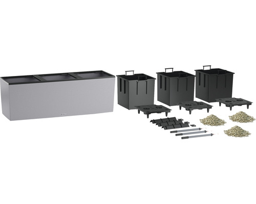 Zvýšený záhon s vložkami pro rostliny, zavlažovacím systémem, substrátem a příslušenstvím