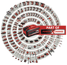 Baterie Power X-Change obklopená výběrem souvisejícího nářadí