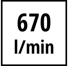 Symbol pro dopravní množství 670 litrů za minutu