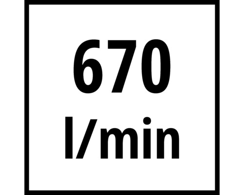 Symbol pro dopravní množství 670 litrů za minutu