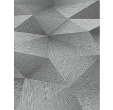 Detail šedé tapety s trojrozměrným geometrickým vzorem.