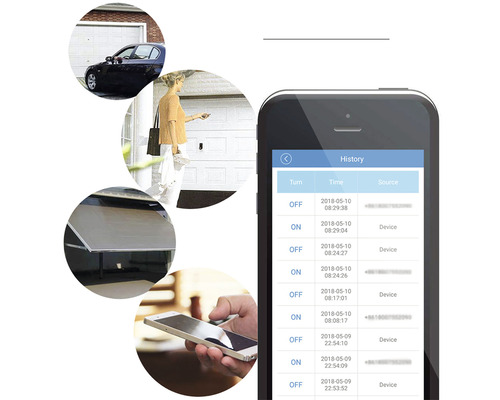 Chytré ovládání garážových vrat pomocí aplikace pro chytré telefony ke sledování historie