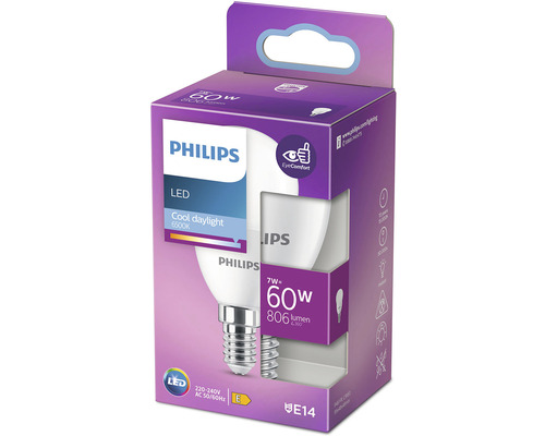 LED žárovka Philips, 7 W, patice E14, 6500 kelvinů, v balení