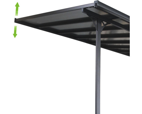 Detailní pohled na flexibilní pavilon s variabilním sklonem střechy