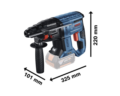 Aku vrtací kladivo Bosch s rozměry