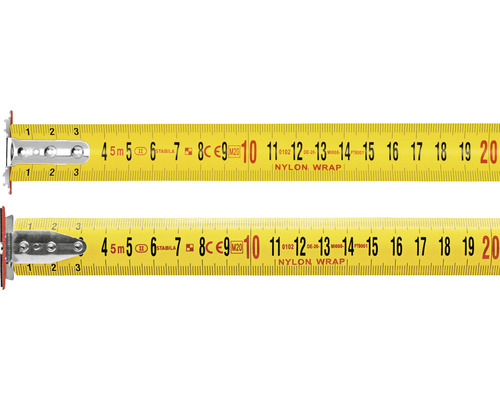 Dva žluté svinovací metry s kovovým zámkem
