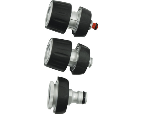 Tři zahradní spojky z kovu a plastu pro zahradní hadice