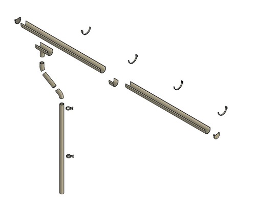 Sada okapů se svodem, držáky žlabů a příslušenstvím