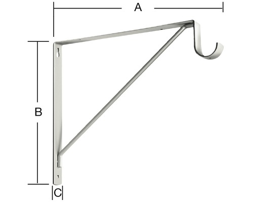 Držák záclonové tyče s rozměry