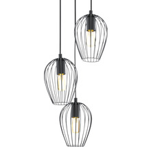 Závěsné svítidlo se třemi stínidly z kovového drátu