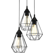 Závěsná lampa se třemi žárovkami v geometrickém designu