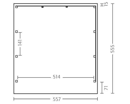 Rozměry čtvercového objektu s různými údaji o délce v milimetrech