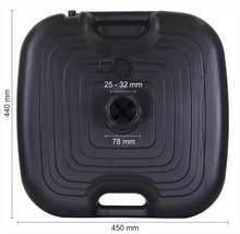 Čtvercový stojan na slunečník z plastu o rozměrech 440 mm x 450 mm