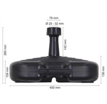 Obrázek stojanu na slunečníky s rozměry