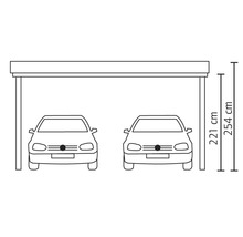 Přístřešek na auto SKAN HOLZ Friesland dvojitý 557 x 708 cm ořech vč. alu plechu a odkládacího prostoru