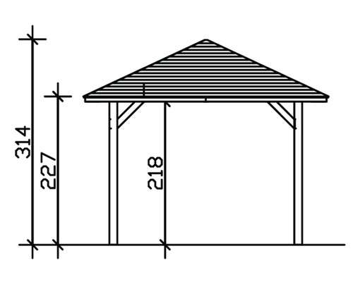 Výkres altánu s rozměry