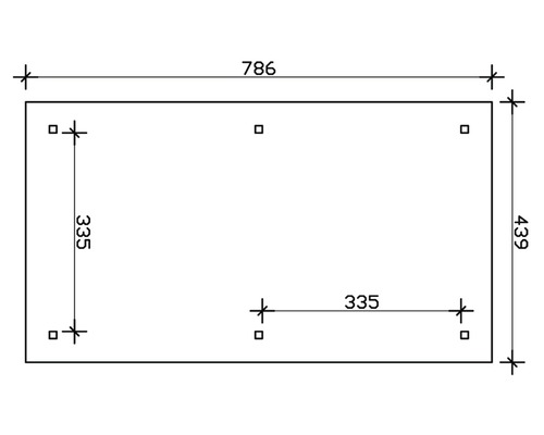 Technický výkres s rozměry: šířka 786 mm, výška 439 mm, vzdálenost 335 mm
