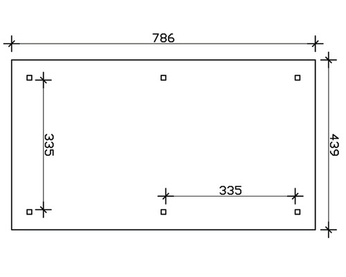 Technický výkres s rozměry 786 x 439 mm
