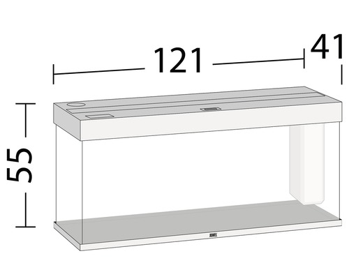 Akvárium o rozměrech 121 x 41 x 55 cm