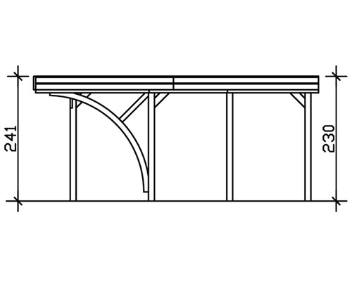 Technický výkres dřevěné konstrukce s údaji o výšce