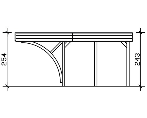 Technický nákres dřevěného carportu s rozměry